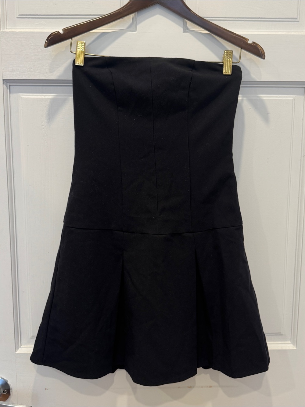 Abercrombie & Fitch Black Strapless Pleated Mini Dress S Y2K Preppy Party